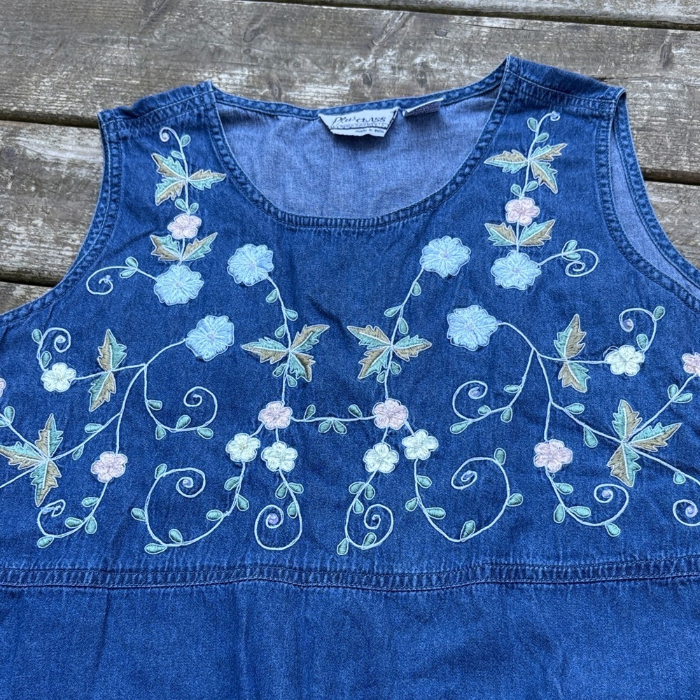 90s vintage blue denim maxi dress size 16W - Picture 2 of 7